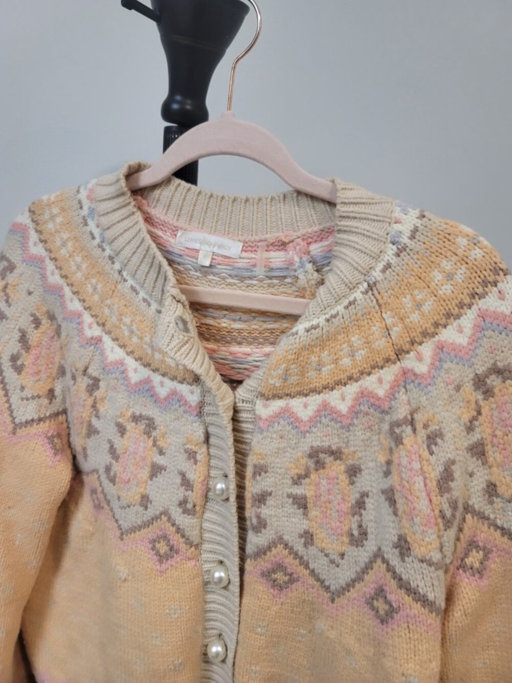 LoveShackFancy Honeypoe Boyfriend Cardigan Sweater Multicolor S - Picture 2 of 7